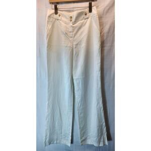 Poongin Pants Womens Medium White Wide Leg High Rise Button Up NO SIZE TAG